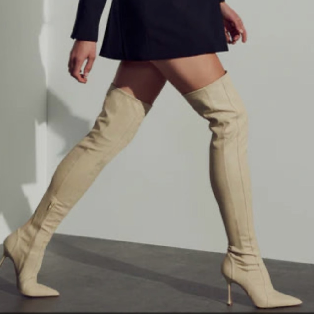 Steve Madden Cream Heeled Boots